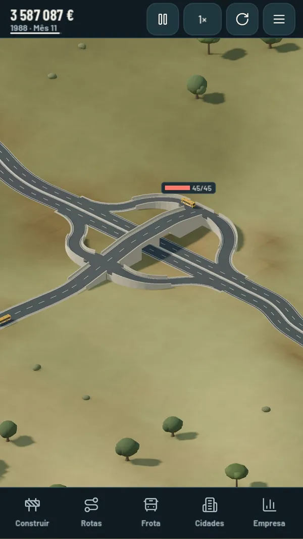 A motorway interchange with the road passing over it
