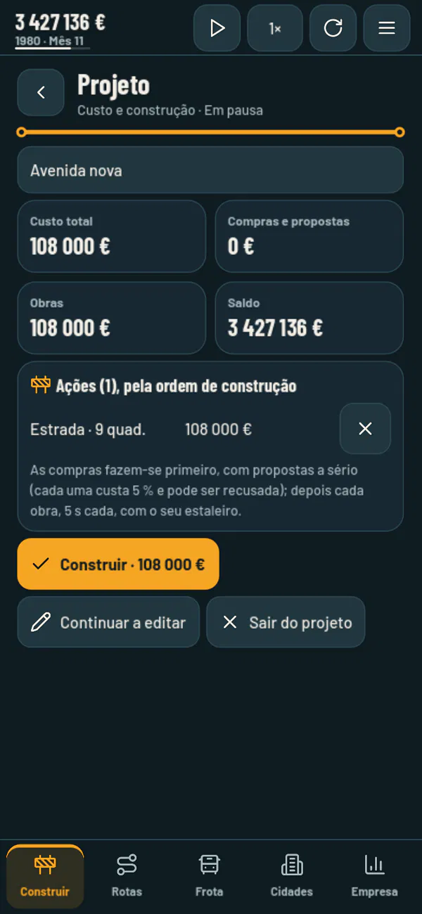 A project's summary, with the cost and the conflict warning