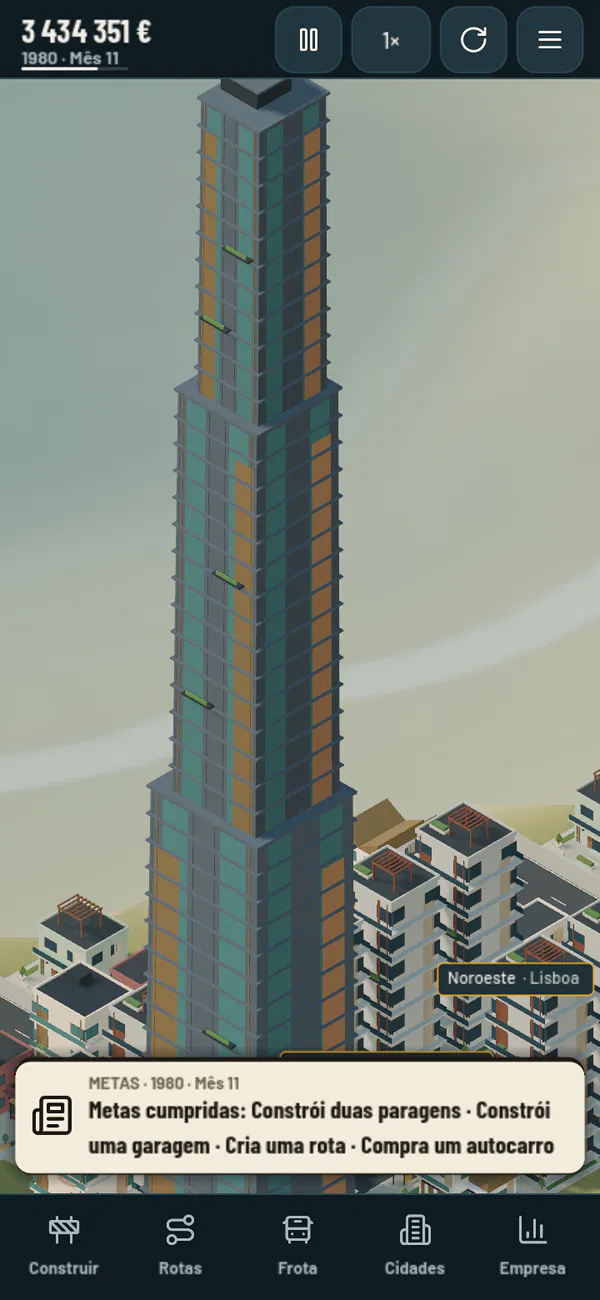 The game on a phone in portrait, with the section bar at the bottom